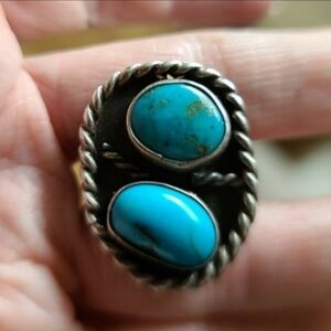 Men's Vintage Native American Sterling Silver Turquoise Ring Sz 9 15g Unisex